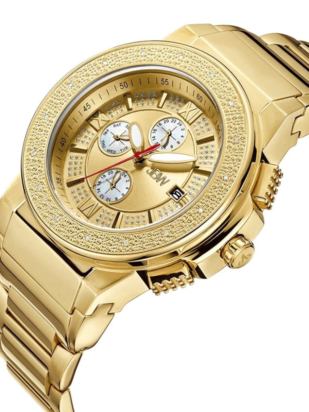 $1490 MSRP| JBW Saxon Gold Sunray Crystal Dial Gold-tone Men's Watch- "RARE"